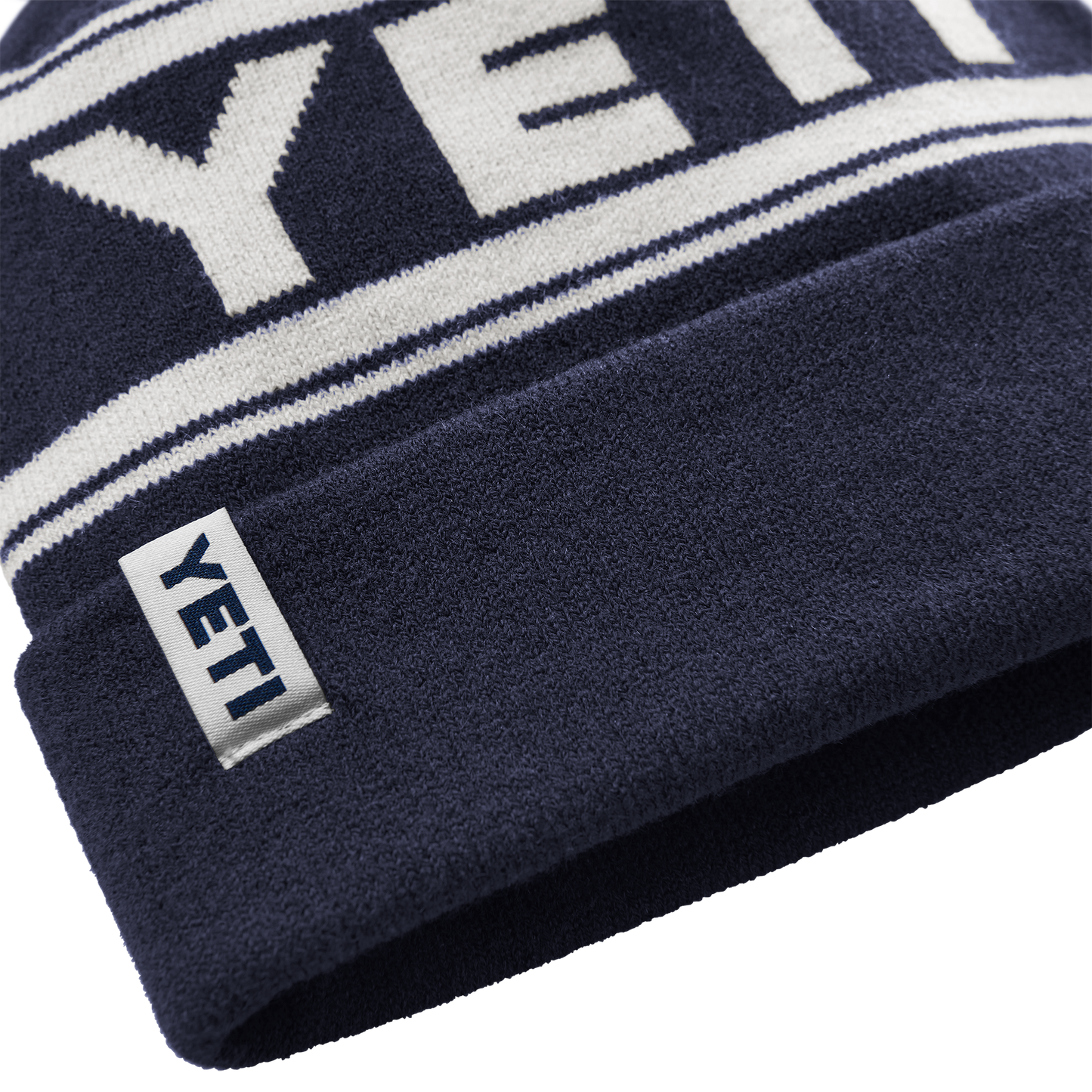 YETI Gebreide retrobeanie met logo Navy/Wit