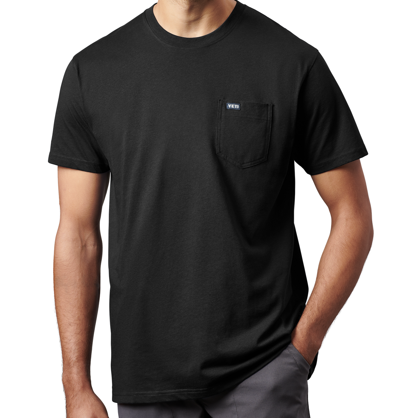 YETI Premium T-shirt met korte mouwen met zakje Zwart