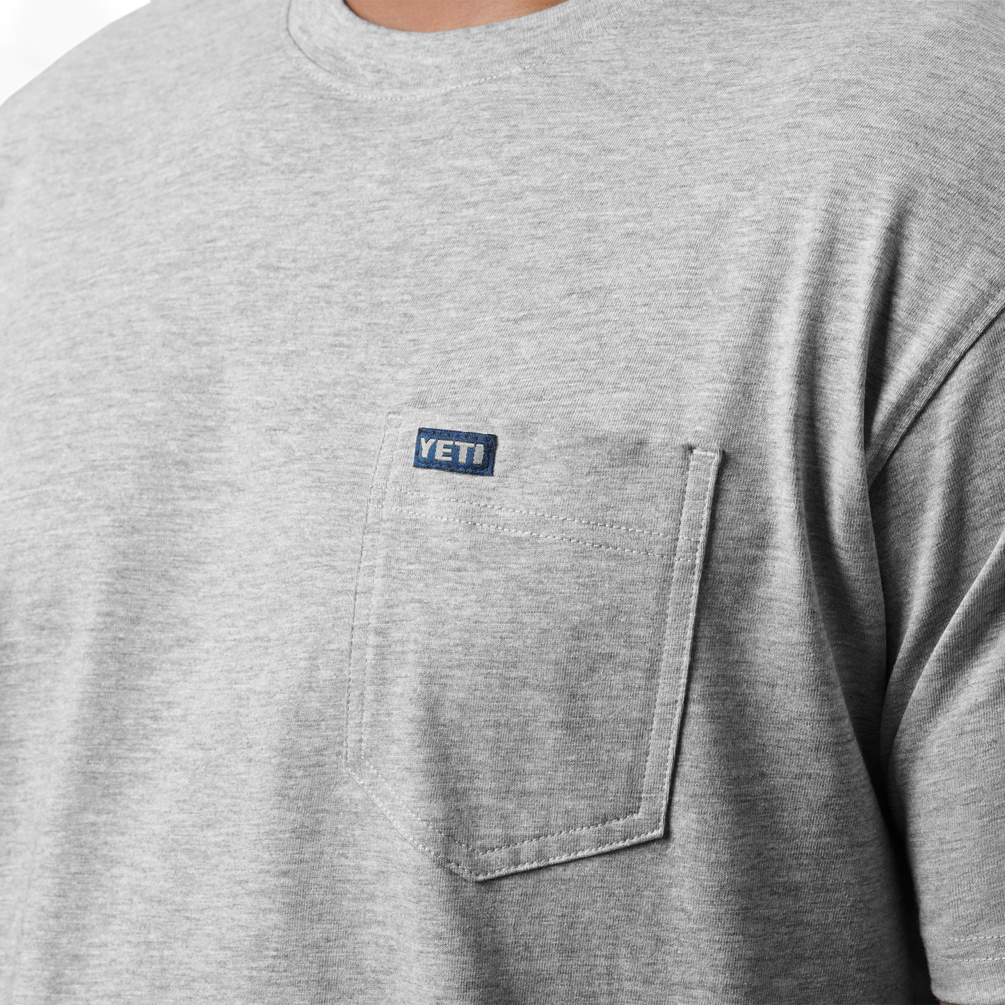 YETI Premium T-shirt met korte mouwen met zakje Heather Grey