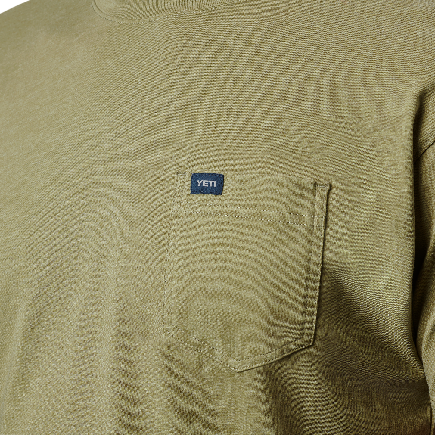 YETI Premium T-shirt met korte mouwen met zakje Heather Olive
