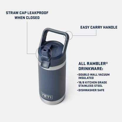 YETI Rambler drinkware with features highlighted on a white background