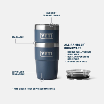 YETI Rambler drinkware with features highlighted on a white background
