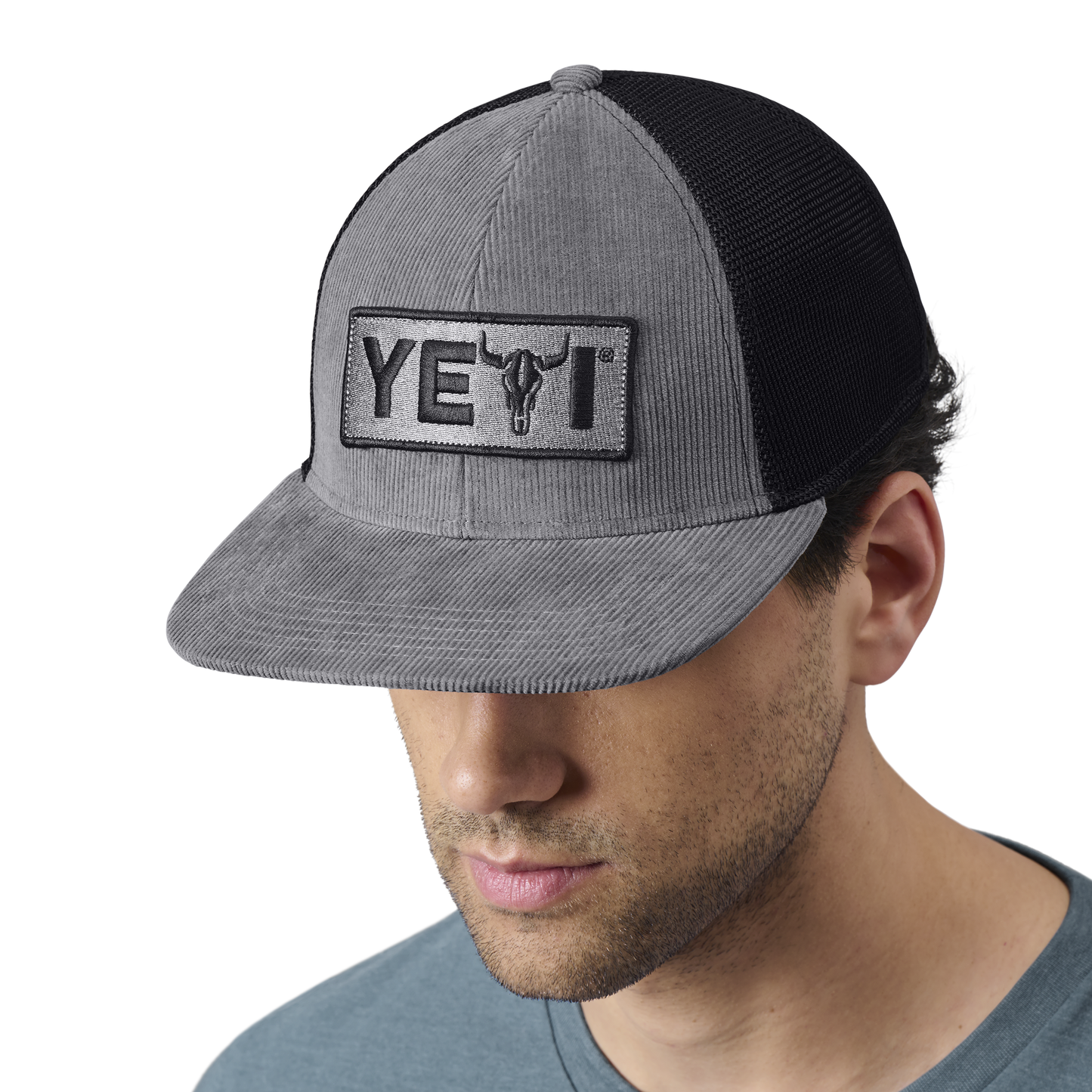 YETI Pet met stier in logo en platte rand Grey