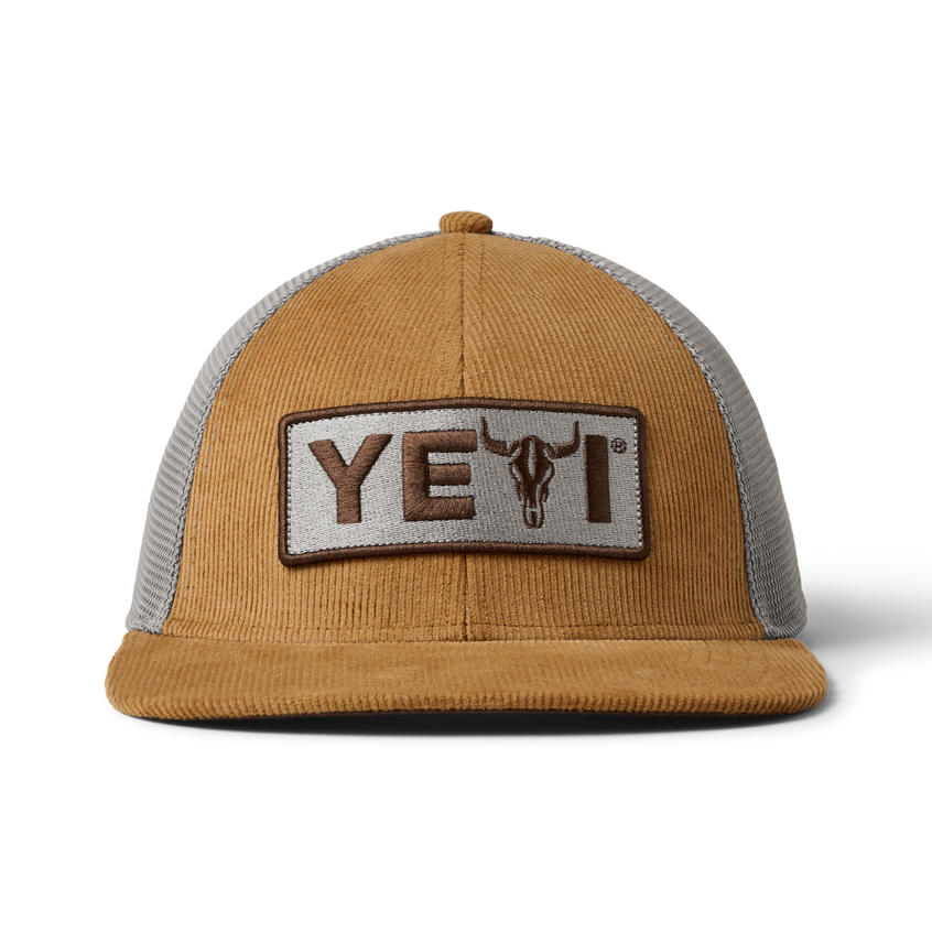 YETI Pet met stier in logo en platte rand Ochre