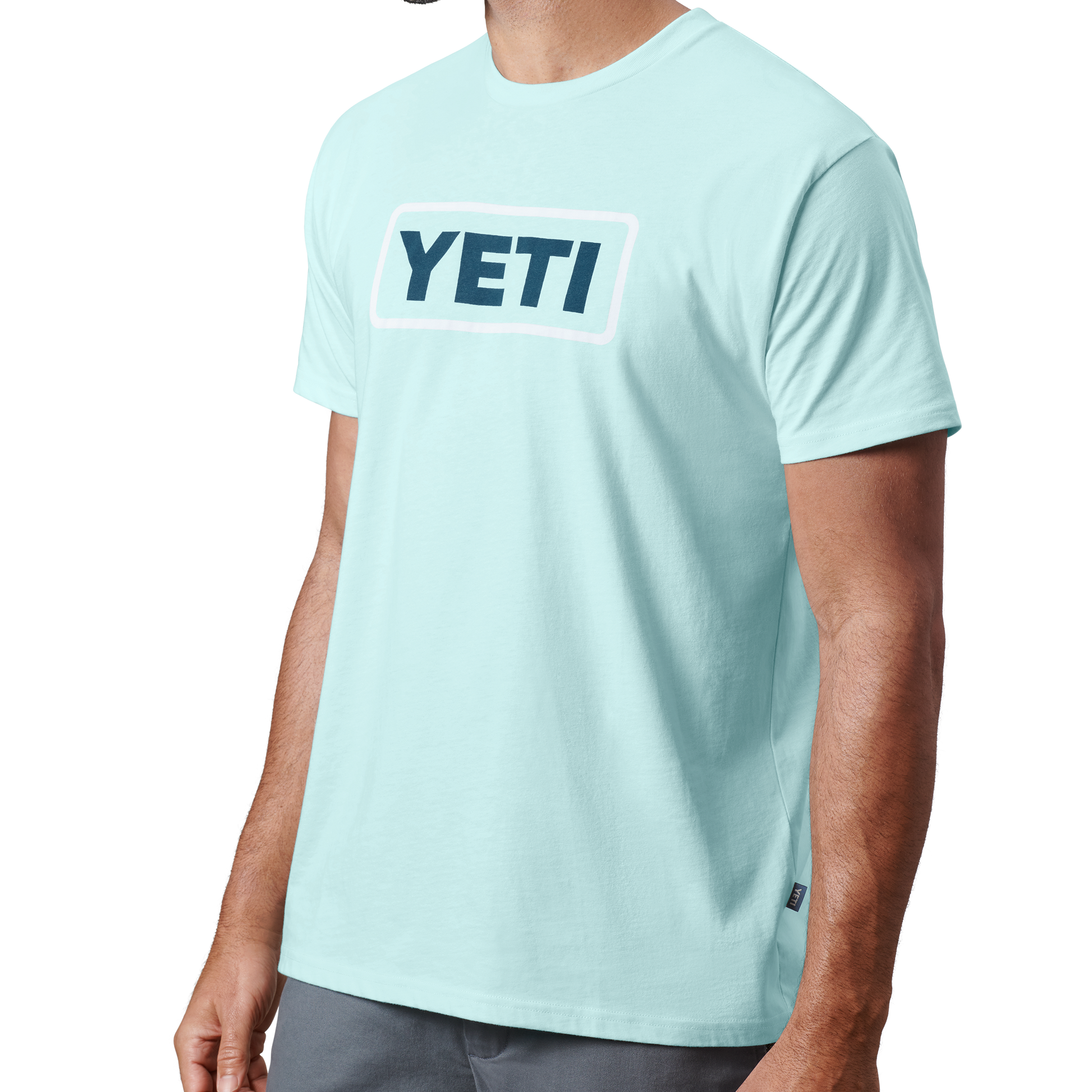 YETI Premium T-shirt met korte mouwen met logobadge Light Blue