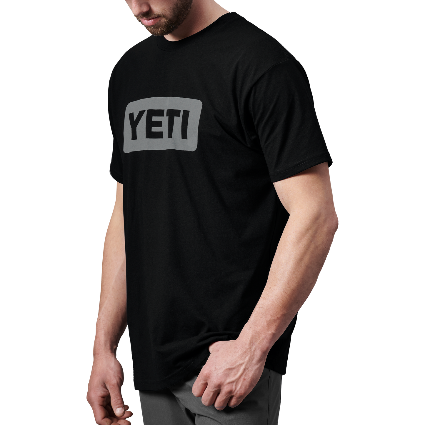 YETI Premium T-shirt met korte mouwen met logobadge Zwart/Grey