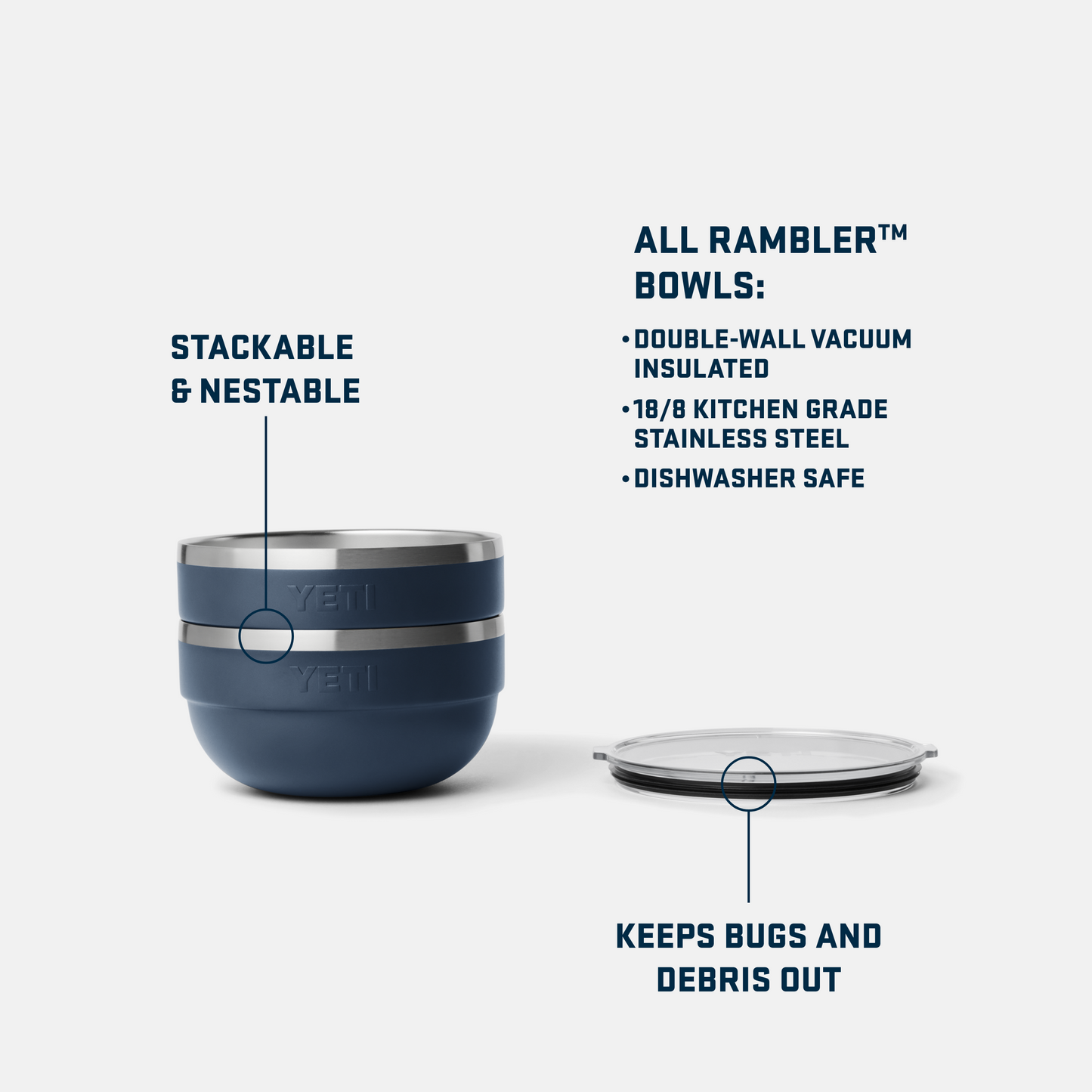 YETI Geïsoleerde Rambler™ kom Middelgroot Navy