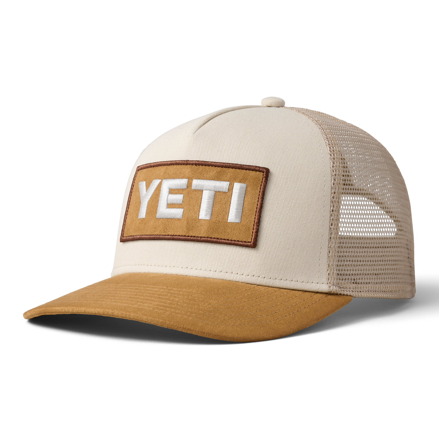 YETI Truckerspet van imitatiesuède met logo Khaki/Tan