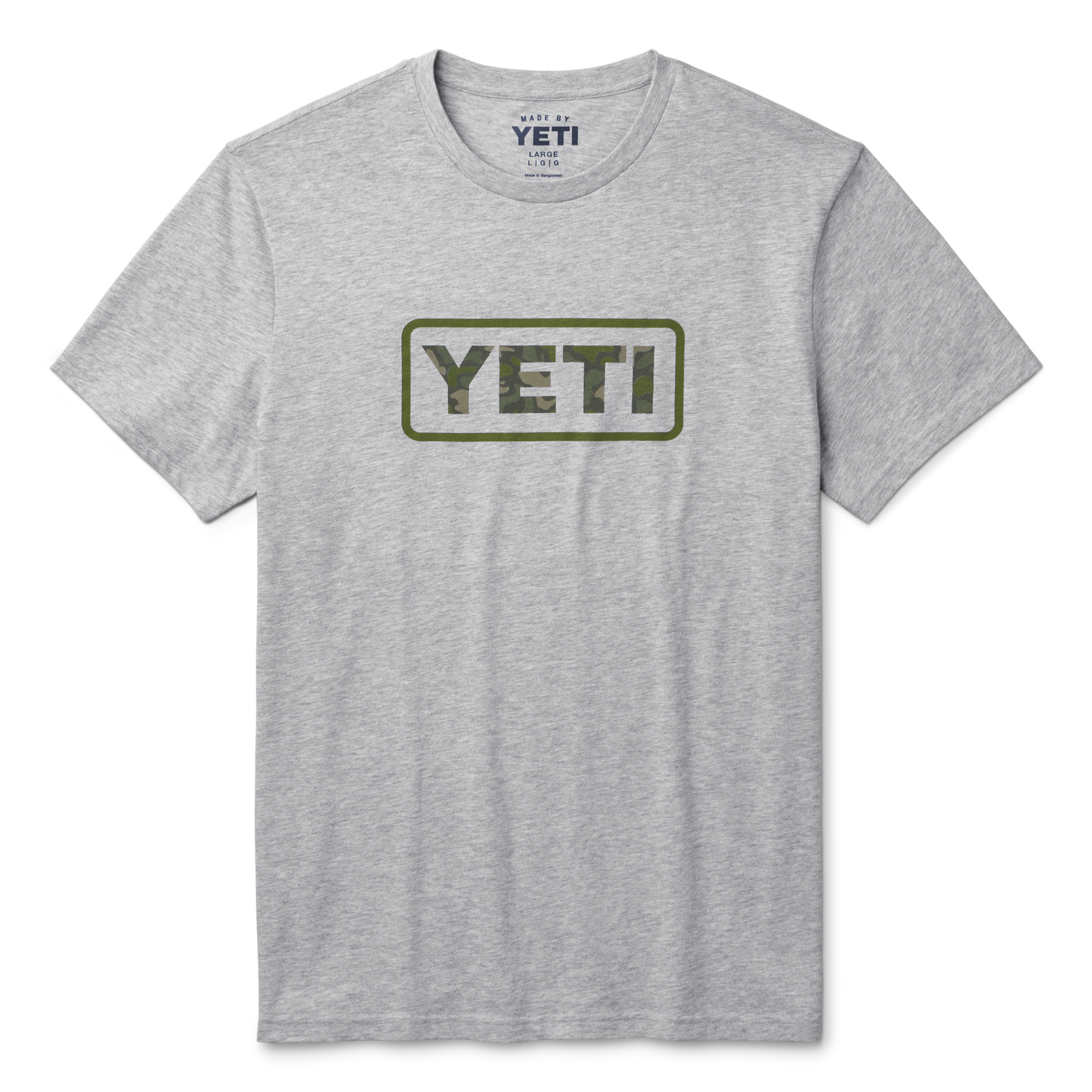 YETI T-Shirt met korte mouwen en logo-badge in camouflagekleuren Heather Grey