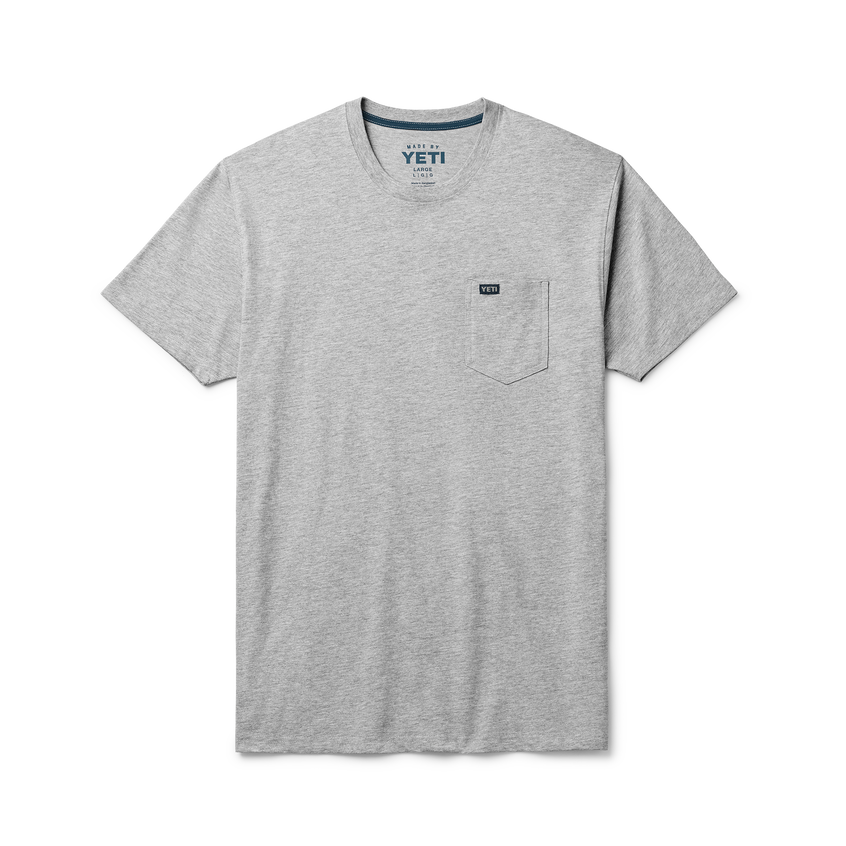 YETI Premium T-shirt met korte mouwen met zakje Heather Grey