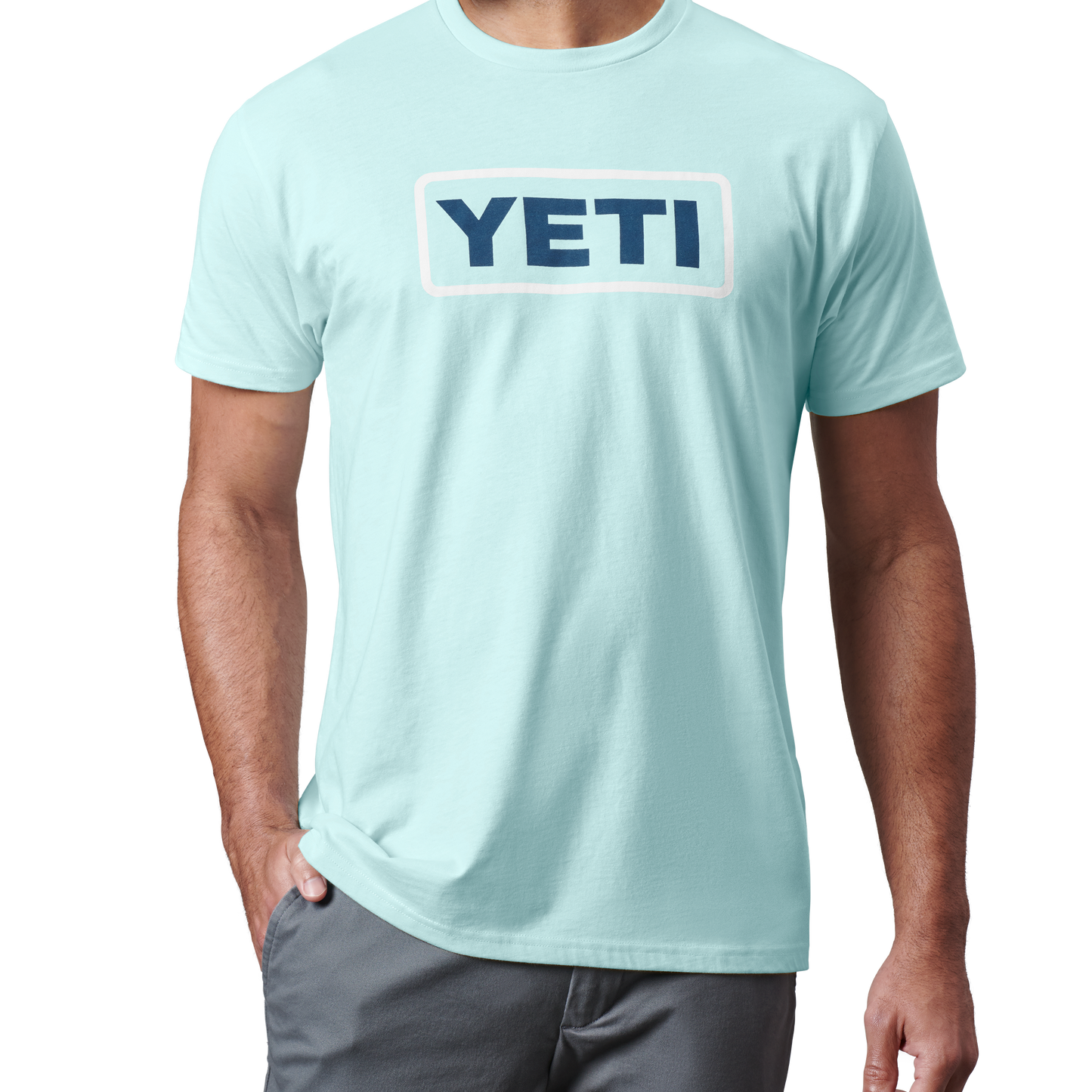 YETI Premium T-shirt met korte mouwen met logobadge Light Blue